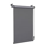 OBdeco Verdunkelungsrollo Thermorollo 75x130cm (Stoffbreite 71 cm) Grau ohne Bohren mit...