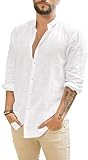 Friptspyg Leinenhemd Herren Hemd Langarm Baumwolle Leinen Hemden Button-Down Freizeithemden Casual...