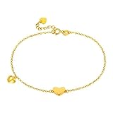 AmDxD Echt Gold Schmuck, 18K Gold Charm-Armbänder, HerzArmband für Damen, Handketten, Gold,...