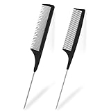 2 Stück Stielkamm, Professioneller Kit Haarkamm Hair Comb Teasing Hair Brush Antistatischer für...