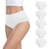 anqier Unterhosen Damen, 5er Pack Stretch Baumwolle Hohe Taille Slips Damen Atmungsaktiv Panties...