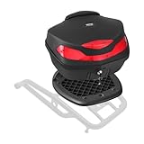 VEVOR Motorrad-Topcase Motorradkoffer 48 L Heckbox aus PP-Material mit Rückenkissen, wasserdichte &...