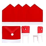 4 Stück StuhlhusseWeihnachtenWeihnachtsmütze,50*60cm Stuhlbezug für Weihnachten,Stuhlhussen für...