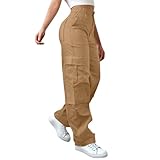 Cargohose Damen Weite Hosen Stretch High Waist Cargo Taschen Bootcut Damenhosen Y2k Teenager...