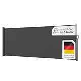 STEELSØN Seitenmarkise Zirella 180x500 cm ausziehbar, Sichtschutz für Balkon und Garten,...