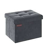 SONGMICS Sitzhocker mit Stauraum, kleine klappbare Sitzbank, 31 x 41 cm Fußbank, Aufbewahrungsbox,...