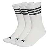 adidas Unisex 3STRIPES CUSHIONED SPORTSWEAR CREW SOCKS 3 PAIR PACK, white/black/black, 8.5-10