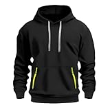 POIUIYQA Kapuzenpullover Herren Kapuzenjacke Taschen Einfarbiger Langarm Shirt mit Kapuze und Sort...