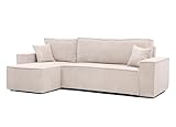GREKPOL 244x145 Sofa mit Schlaffunktion (200x125) - Cord Sofa - Sofa 3 Sitzer - Beige Ecksofa mit...
