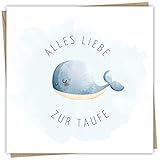 Hochwertig Karte zur Taufe mit Umschlag aus Kraftpapier - Taufkarte für Mädchen und Jungen 15x15...
