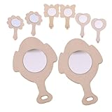 Toyvian 8 Stück Teiliges Holzspiegel Bastelset zum Bemalen Blanko Handspiegel für DIY...
