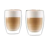 GLASWERK Design Latte Macchiato Gläser doppelwandig (2 x 350ml) Cappuccino Tassen aus...