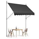 VEVOR Klemmmarkise 250 x 120 cm, Balkonmarkise mit Handkurbel, Sonnenmarkise, Terrassenüberdachung...