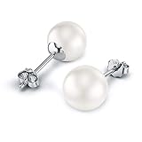 Runde weiße Perle Ohrstecker 925 Sterling Silber Perle Ohrringe 7mm 'MEHRWEG'