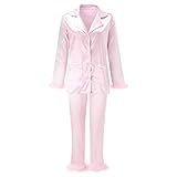 QWUVEDS Frauen Lange Tops langes Set 2 Ärmel Stück Nachtwäsche Hosen Frauen Anzüge Sets...