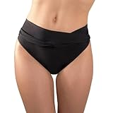 MYLILY Bikinihosen für Damen Twist Front | Bikinihose Schwarz | Bikini Unterteil Damen Ruched |...