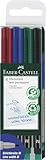 FABER-CASTELL 152604 - Marker Multimark, non-permanent, Stärke M, 4 Stück in Etui, je 1x rot,...