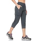 BAYGE Damen Wanderhose Sommer Leicht 3/4 Cargohose Trekkinghose Outdoorhose Atmungsaktiv Schnell...