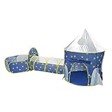 Yunseity 3-in-1-Spielzelt für mit Kriechtunnel und Basketballkorb – Raketen-Weltraumzelt für und...