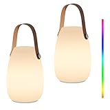 GGII Led Lampe Tragbare Akku Outdoor Lampe Tischlampe für Außen mit 8 Farben, Batteriebetrieben...