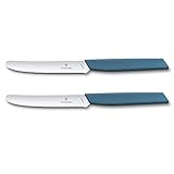 Victorinox Swiss Modern Brotzeitmesser-Set, 2-teilig, Extra Scharfe Klinge, Wellenschliff, 11 cm,...