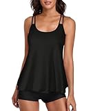 wihnsinop Tankini Damen Badeanzug Bauchweg Bademode Oberteil Set Damen Freizeit Tankini Badeanzug...