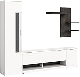 xonox.home - Wohnwand Ben 250x190x35 cm in weiß Absetzung Beton grau Nb - Wohnwand TV-Möbel...