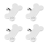 ERINGOGO 4 Stück Edelstahl Hundemarken mit Gravur Knochenförmige Haustier Id Tags Rostfrei Leicht...