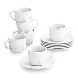 MALACASA, Serie Elisa, 12tlg. Set Cremeweiß Porzellan Kaffeeservice Kaffeebecher Set, Kaffeetassen...