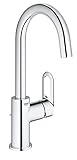 GROHE BauLoop, Waschtischarmatur hoch, wassersparend (Wasserhahn für das Bad, Badarmatur mit...