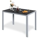 LIFERUN Gartentisch mit Aluminiumrahmen, 110x70cm WPC Balkontisch Wetterfest, Rechteckiger...