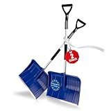 BigDean 2 Stück Schneeschaufel Stabiler Verstellbarer (!!) Teleskopstiel – Schneeschieber Made in...