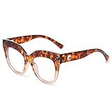 LJCZKA Vintage Blaulichtfilter Brille Katzenaugen Ovale Damen, Retro Brille Ohne Stärke Damen Groß...