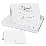 50 Stück Hochzeit Tischkarten Schön dass du da bist mit Herz 85x55 mm Tischdekoration Namenskarten...