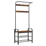 VASAGLE Garderobenständer, Garderobe, mit Schuhbank, 4-in-1 Design, 9 abnehmbare Haken,...