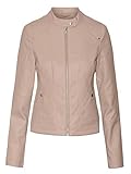 VERO MODA Damen Kunstlederjacke VMLotus Short Übergangsjacke Biker-Stil 10259991 rose dust XS