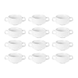 Olympia Athena Hotelporzellan stapelbare weiße Suppentassen mit Henkel 290 ml / 10 1/4 Unzen (12...