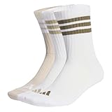 adidas Unisex 3STRIPES CUSHIONED SPORTSWEAR CREW SOCKS 3 PAIR PACK, white/wonder alumina/olive...