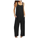 Overalls Damen Sommer Weites Bein Jumpsuit Casual Loose Fit Playsuits Lange Elegant Latzhose mit...