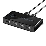 Giwnhvx USB KVM für Switch USB Shared Switcher 2 in 4 Out für Laptop PC Tastatur Maus Drucker USB...