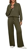 GRECERELLE Jogginganzug Damen Trainingsanzug Zweiteiler Outfits Tracksuit Langarm Lässige V Neck...