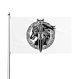 150 x 90 cm Wolf, Seitenkopfschwerter, Wikinger, keltische Tattoo-Flagge für Haus, Rasen, hängende...