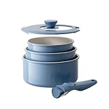 Redchef Töpfe Set mit Abnehmbaren Griffen, Antihaft Keramik Topfset 16/18/20cm und 3-IN-1...