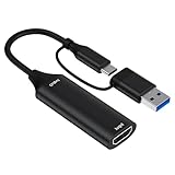 Oxtxuzdm USB Videoaufnahmekarte Digitaler + Typ C Zu HDTV Aufnahmegerät Für PC Laptop Typ C Zu...