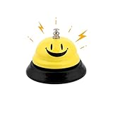 Edelstahl Tischglocke, gelbes Lächel Metall Service Glöckchen mit Nicht rutschendem Sockel Design,...