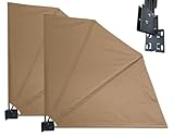 QUICK STAR 2 Stück Sichtschutz Fächer 115 x 115 cm BEIGE RAL 1001 Easy Mount Wandplatte Blickdicht...