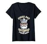 Damen Chess Dad Wie ein normaler Vater, aber 3 Züge voraus T-Shirt mit V-Ausschnitt