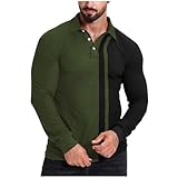 SRZYMJ Poloshirt Herren Langarm Baumwolle Basic Klassische Kontrastfarbe Streifen Stitching Casual...