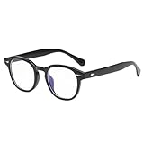 Runde Brillenfassung für Herren und Damen, Retro-Brille, Brillengestell, klare Linse, 3,...