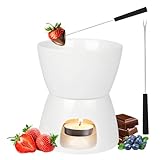 Keramik Schokofondue-Topf-Set, Schokoladenfondue-Keramikschale mit Teelichthalter und 2 Gabeln,...